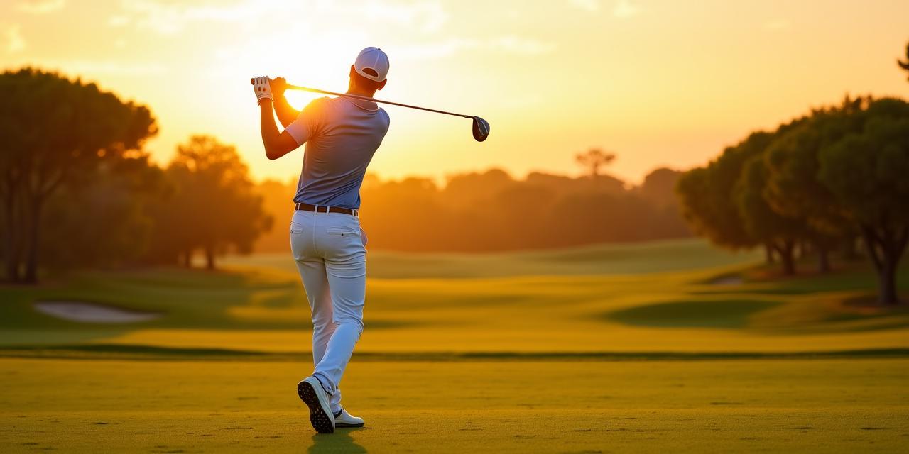 Giocatore di golf professionista durante la fase finale dello swing