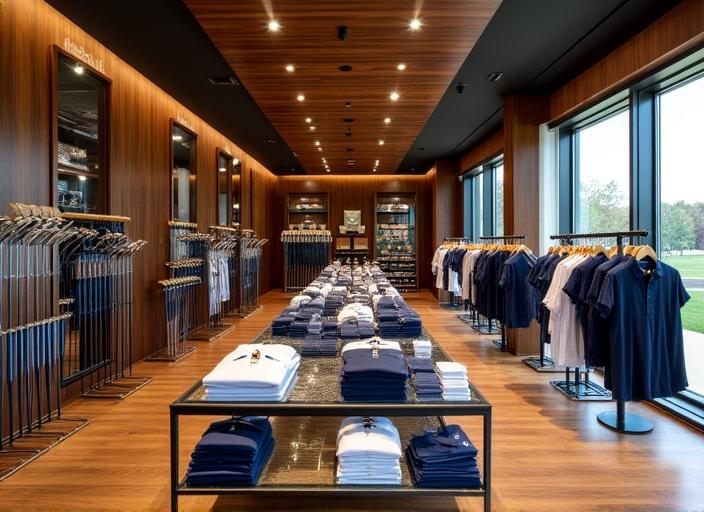 Interno elegante del Pro Shop di Canopy Links